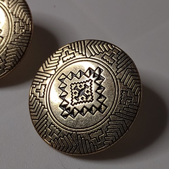 Large Round Decorative Metal Earrings - Picture 2 of 9